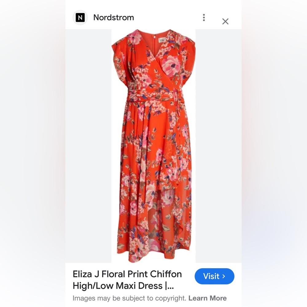 Eliza J Coral Floral Dress